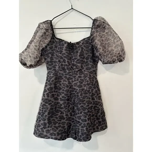 Missguided Women Leopard Puff Sleeve Lace Up Milkmaid Playsuit Size Us 2 2620 - Picture 6 of 8